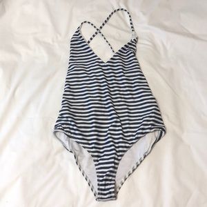 Striped one piece bathing suit